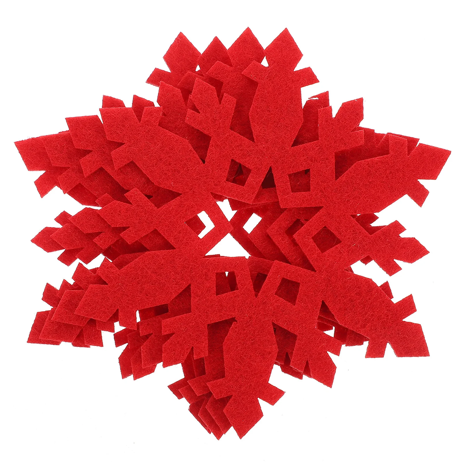 

12 Pcs Christmas Snowflake Coasters Cup Mat Decorations Home Party Felt Cloth Ornaments Snowflakes Red