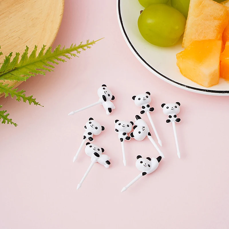 

8pcs/set Mini Cute Cartoon Panda Fruit Fork Kids Picks Animal Children Cake Dessert Pick Toothpick Lunches Party Decoration