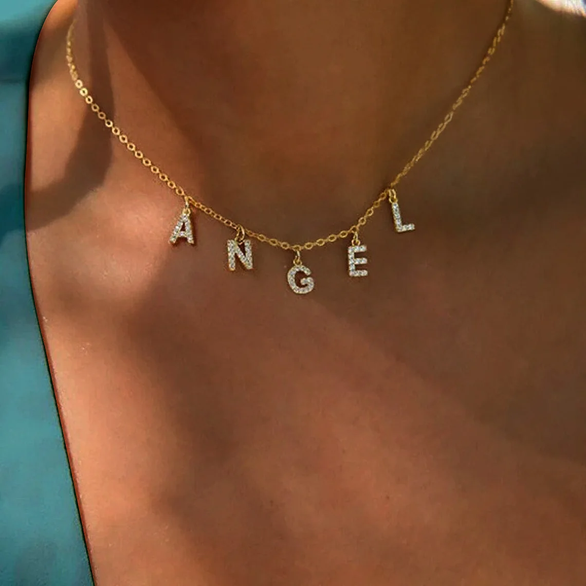 Collier personnalisé en acier inoxydable pour femme, pendentif lettre Alpahbet, nom initial, déclaration de collier, cadeau de breloques