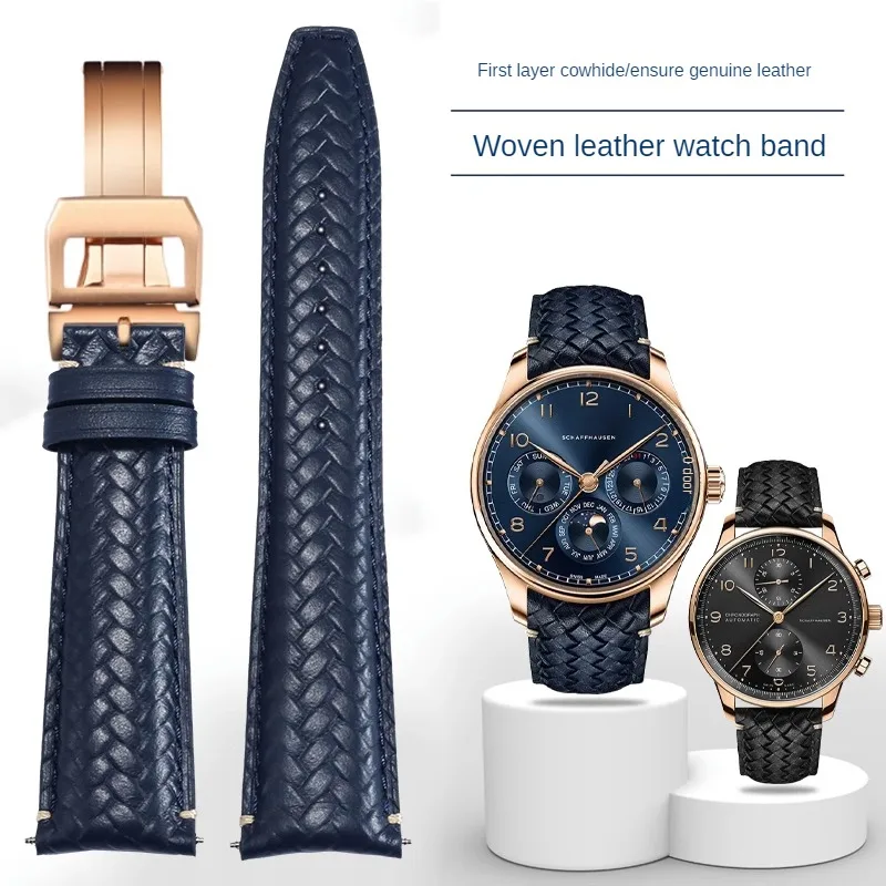 

Universal Brand Flat Straight Leather Watch Strap With 20/22mm