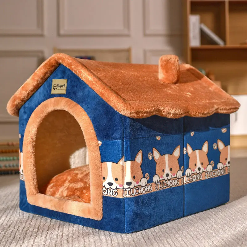 Faltbare Hundehütte Zwinger Bett matte für kleine mittelgroße Hunde Katzen Winter warmes Katzen bett Nest Haustier produkte Korb Haustiere Welpen Höhle Sofa 5