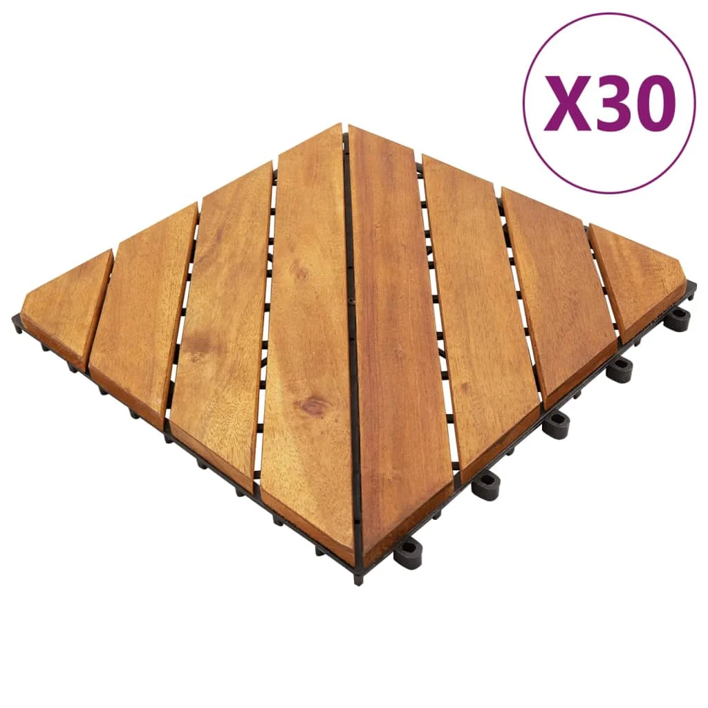 

30 pcs Decking Tiles, Solid Acacia Wood Decking Boards & Flooring, Home Decoration Brown 30x30 cm