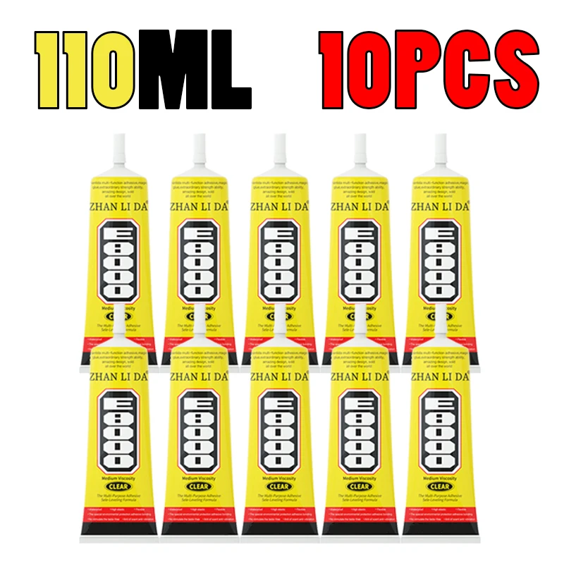 

110ml E8000 Strong Liquid Glue 10pcs Clothes Fabric Transparent Leather Adhesive Jewelry Stationery Phone Screen Instant Headset