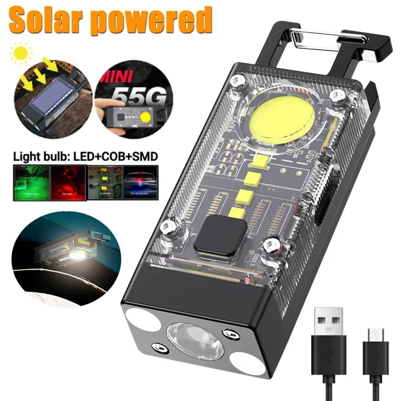 Многофункциональный портативный светодиодный мини-фонарик COB 800LM USB