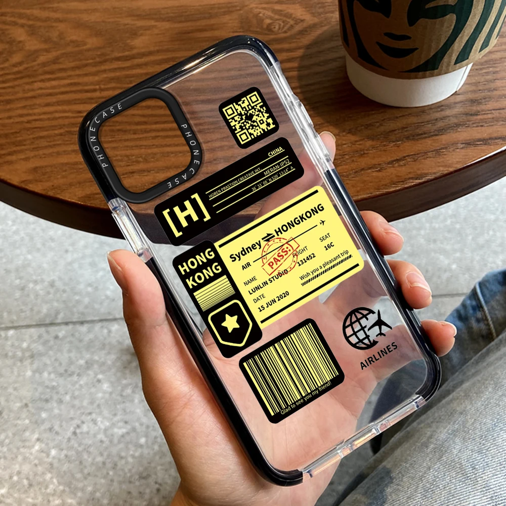 

Creative Barcode Label Phone Case for iPhone 14ProMax 14Plus 13 12 11 Pro Max Transparent Soft Silicone Bumper Luxury Fundas