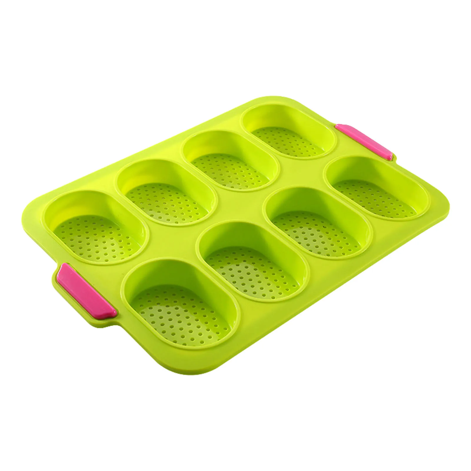 

8 Cavity Oval Food Grade Silicone Bread Muffin Mold Chocolate Pastry Bread Silicone Molds Reusable Dessert Making Tool Green