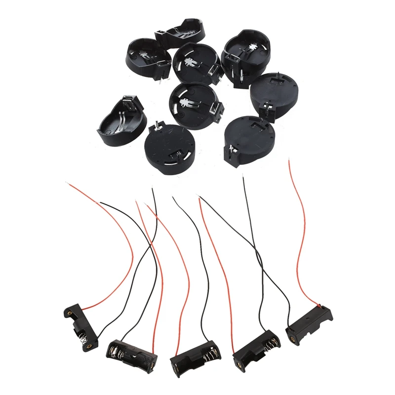 

10Pcs Black Round Button Battery Holder Case With 5PCS 1 23A A23 12V Battery Storage Clip Holder Box Case Cell Holder