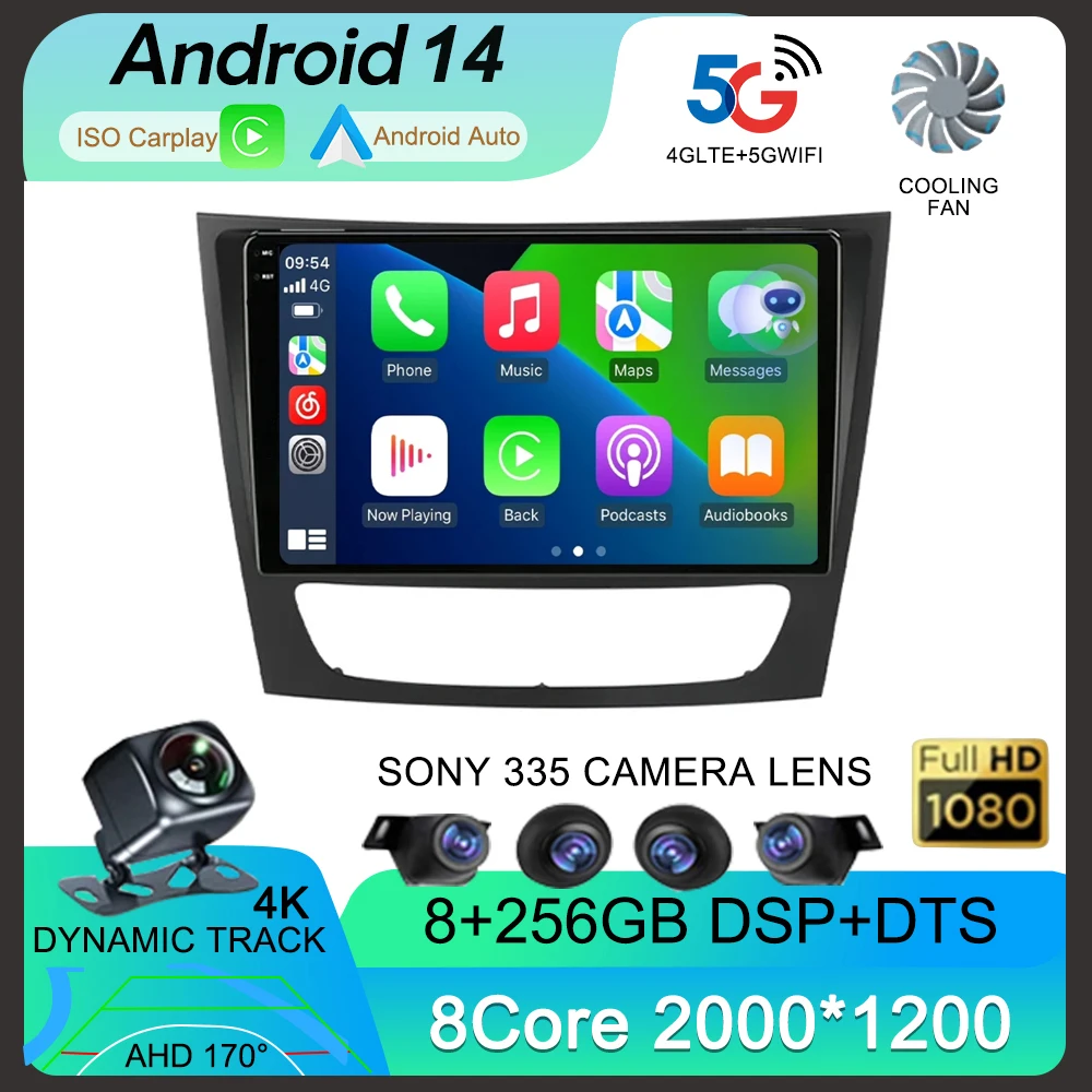 Автомагнитола на Android 14 для Mercedes Benz E-class E-Class W211 E200 CLS 2002-2010 мультимедийный