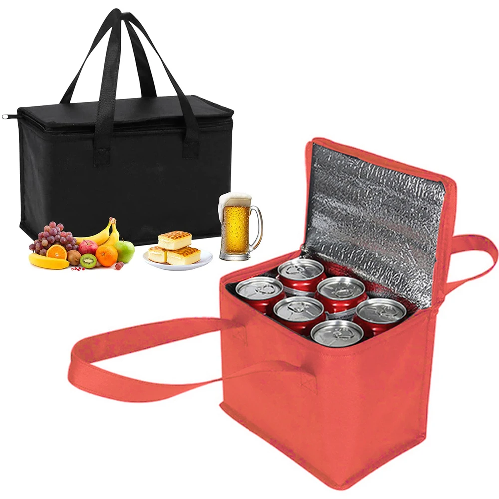 

Insulated Thermal Cooler Bag Cool Lunch Foods Drink Boxes Drink Storage Big Square Chilled Bags Zip Picnic Tin Foil Food Bags