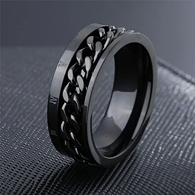 

ZORCVENS Stainless Steel Wedding Band Ring Roman Numerals Gold Black Cool Punk Rings for Men Women Fashion Jewelry