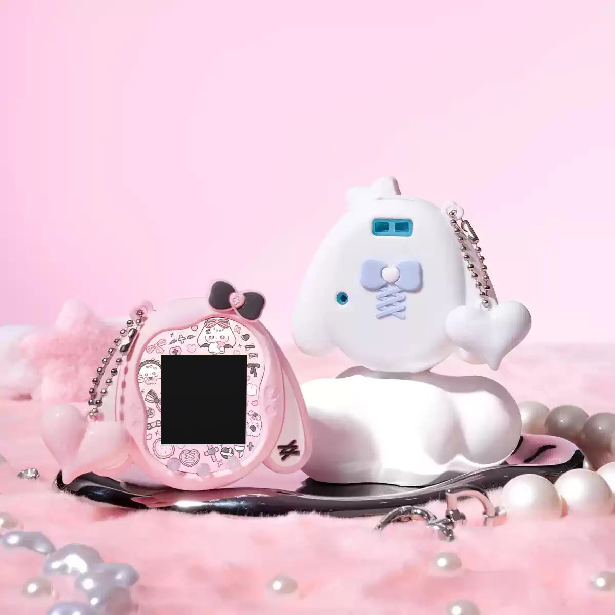 Фото Милый силиконовый чехол-накладка с ушками кролика и цепочкой для Tamagotchi Uni, защитный чехол-аксессуар №3