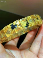 natural gold rutilated quartz titanium flower bracelet 11 7x9x5mm woman bangle cat eye clear rectangle beads aaaaaa