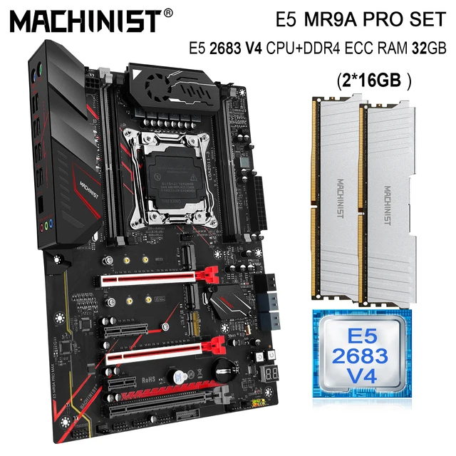 MACHINIST E5 MR9A-PRO-MAX  Motherboard With Kit Xeon E5 2683 V4 CPU 32G(2*16) DDR4 ECC RAM Memory LGA 2011-3 Set M.2 NVME ATX 1