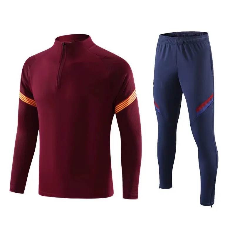 

Soccer Outfits For Men Full Sleeves Half Zipper Jerseys Trousers Custom Team Logo Printed Uniforms Training Football Tracksuits