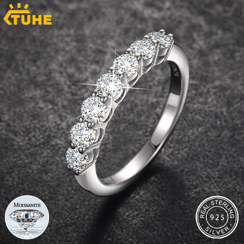 

Classic 925 Sterling Silver Moissanite Rings For Women Jewelry Rings With Certificate Bling 18K White Gold Plated