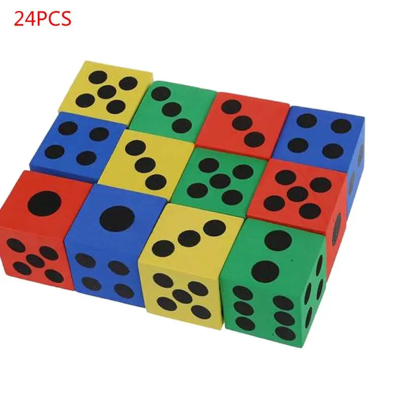 

Foam Dice Set - 24 Pack of Assorted Colorful Big Square Blocks - Perfect for building Blocks, Educational Toys, Math Teaching,