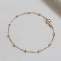 2022 new trend 925 sterling silver gold simple bead chain bracelet for women fashion charm wedding party girlfriend gift jewelry