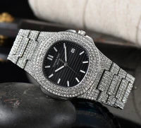 full diamond watch gold crystal luxury brand mens watch rhinestone couple watch stainless steel clock