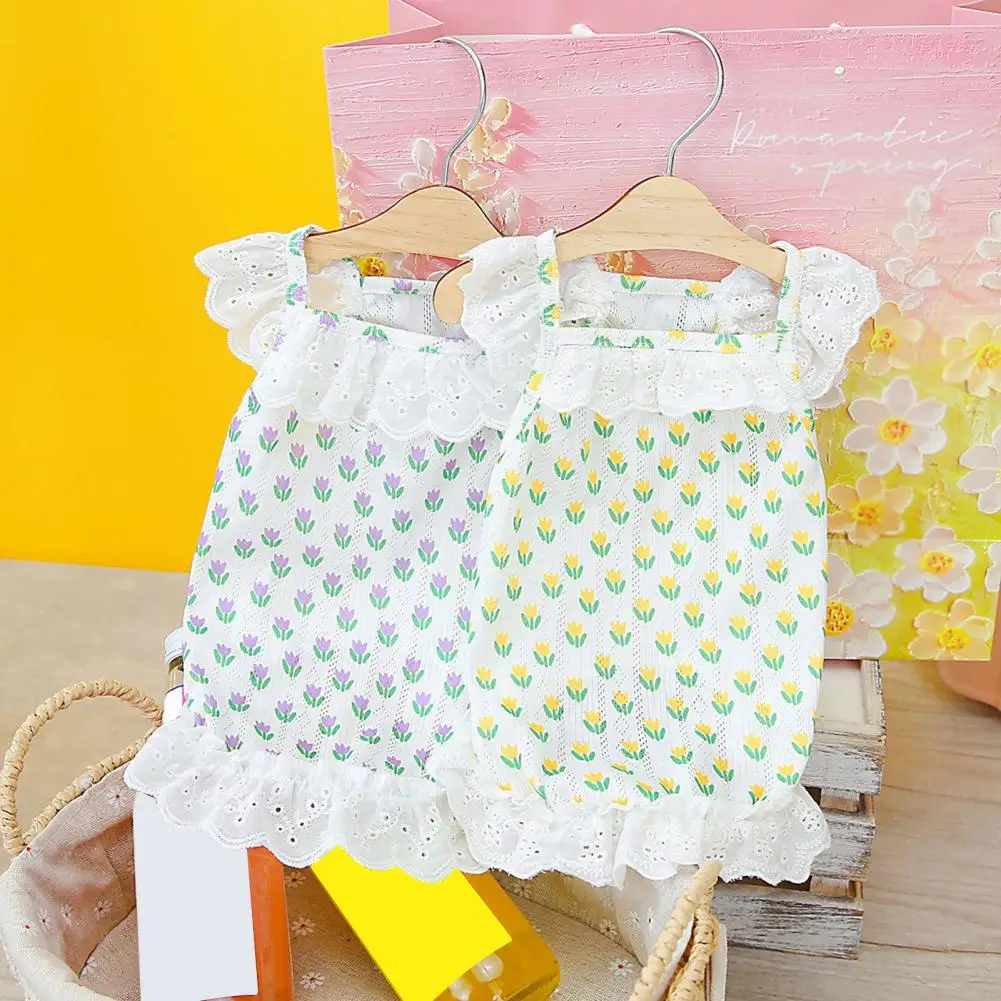 

Lovely Pet Dogs Tulip Flower Pattern Sleeveless Dress Dog Princess Dress Attractive Decorative