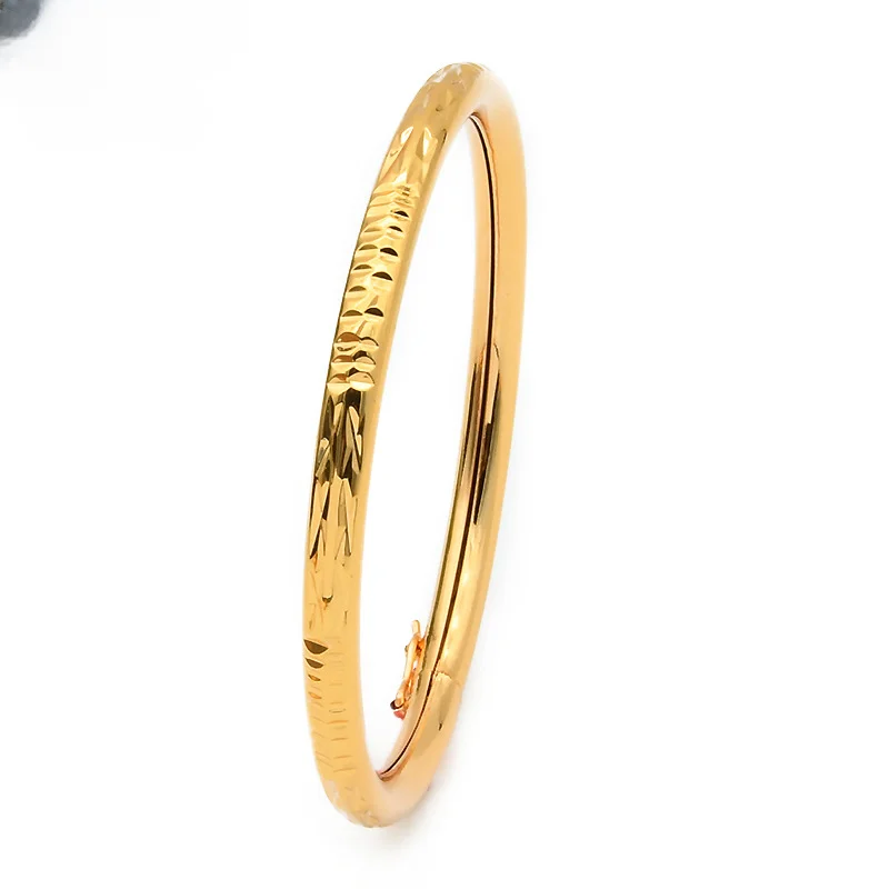 Luxury Middle East Dubai Bride 24K Imitation Gold Bracelet Ethiopia India Women's Wedding Bangle Jewelry Wholesale