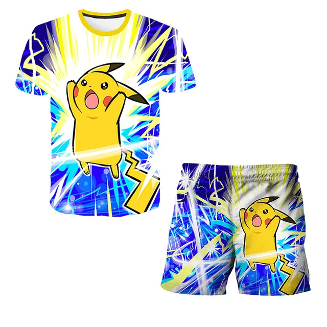 

Kawaii Pokemon Tshirt Sets Kids Tracksuit Boy's Oversized Clothes 3d Printed T Shirts Boys Suit Pikachu 2 Piece Suit