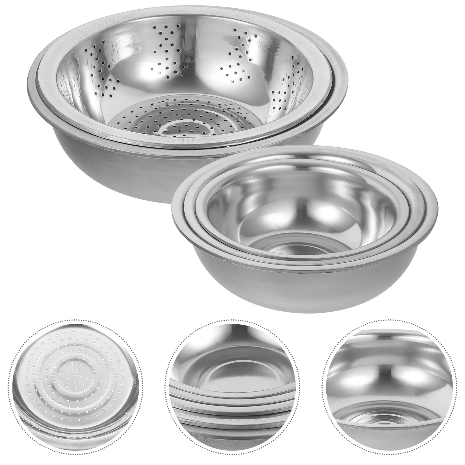 

5-piece Vegetable Washing Basket Kitchen Storage Fruit Strainer Metal Stainless Steel