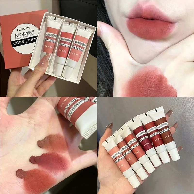 

Lip and Cheek Lip Balm 6 Colors Matte Velvet Lipstick Long Lasting Moisturizing Smooth High Pigmented Sexy Makeup for Women