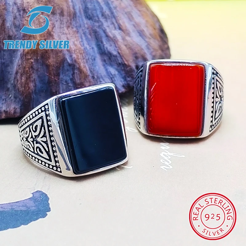 

Silver 925 fine jewelry man rings men accessories natural onyx agate wholesale silver 925 fine jewelry man ring