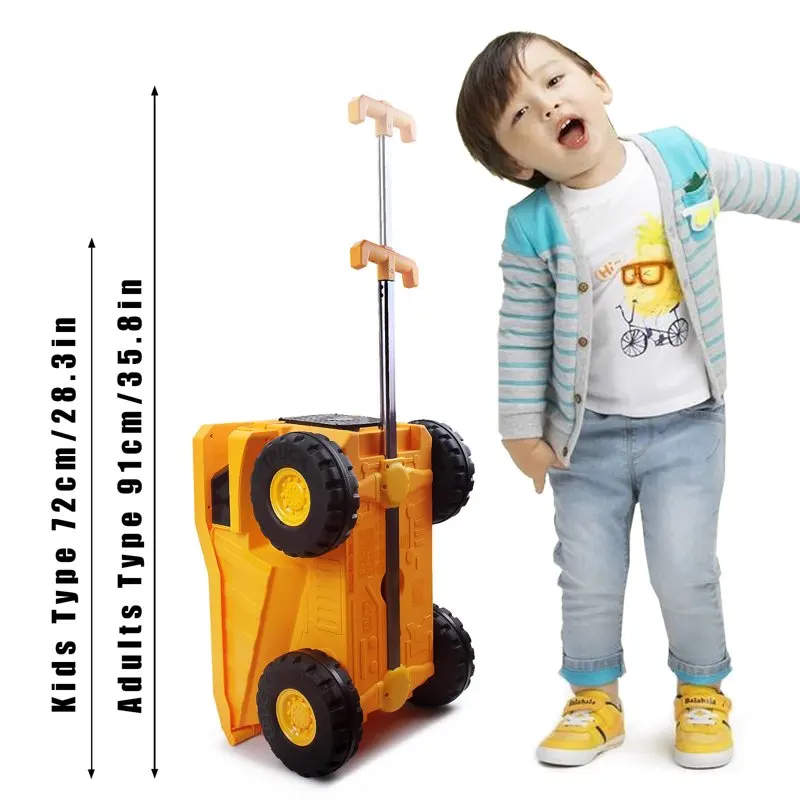 Monster Truck Design Kids Ride On Travel Suitcase - Durable Toddler Luggage with Wheels, Perfect for Travel, School, and Gifts