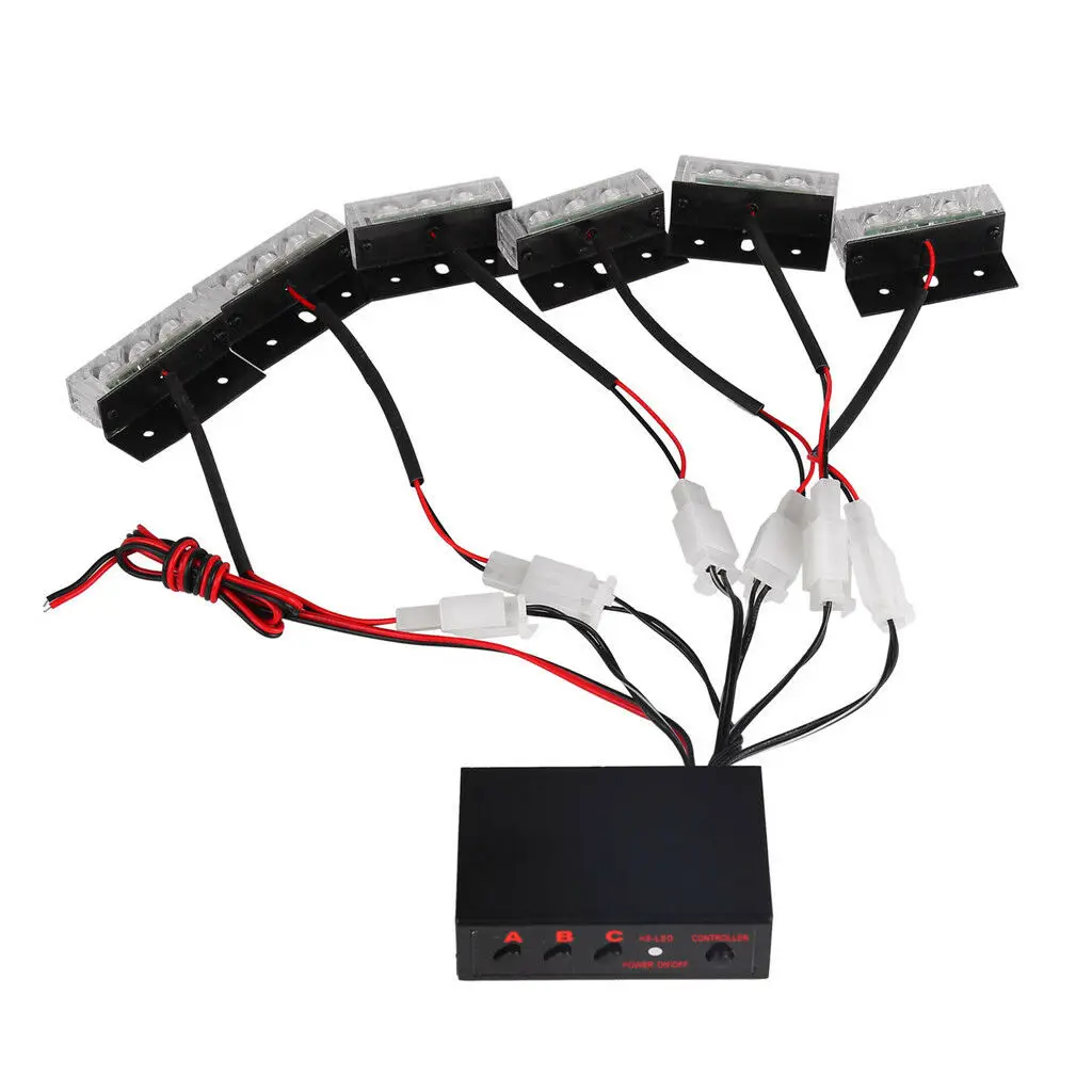 6x светодиодный красная синяя Янтарная Автомобильная решетка стробосветильник