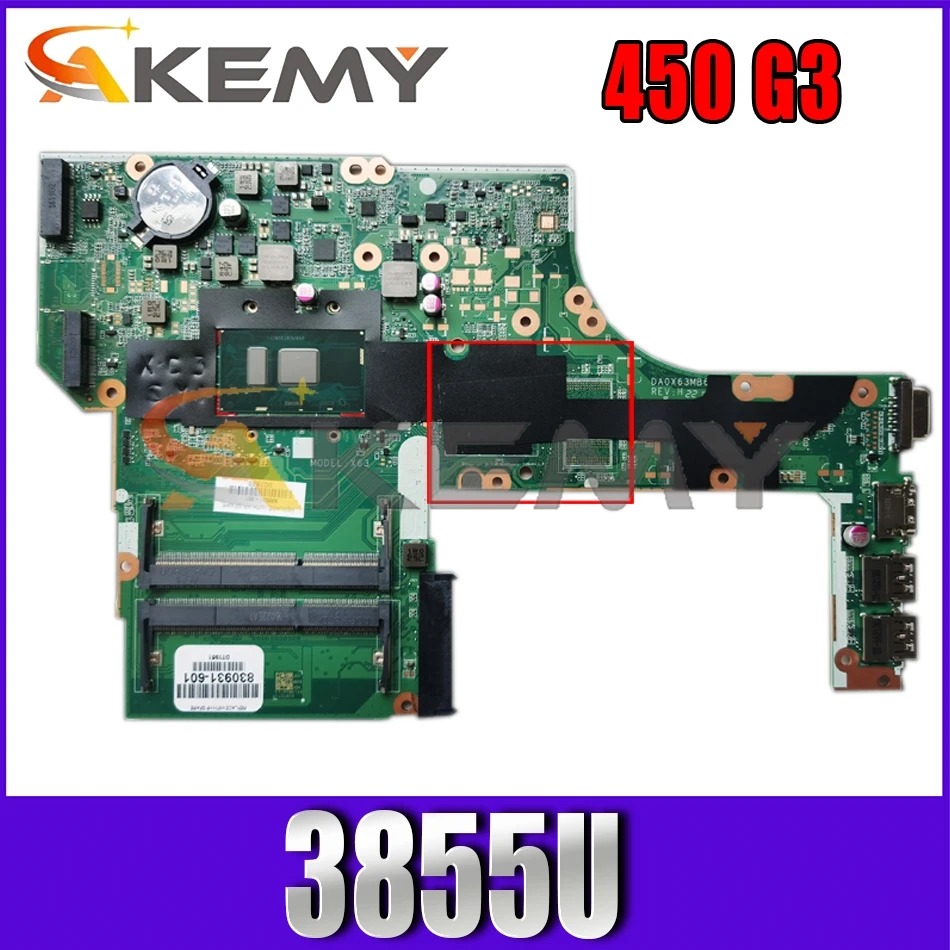 

Laptop motherboard For HP Probook 450 G3 Celeron 3855U Notebook Mainboard DA0X63MB6H1 SR2EV DDR3