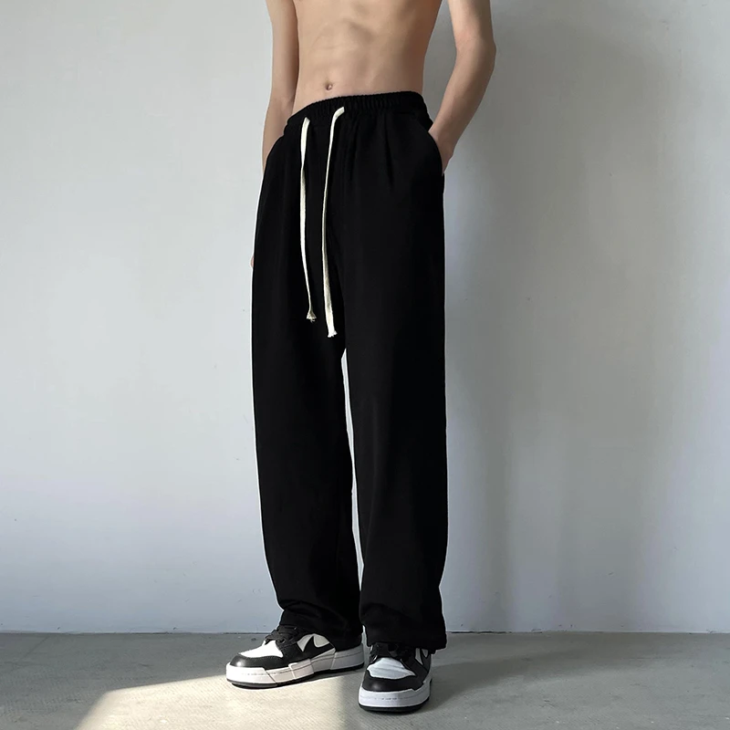 

Baggy Casual Pants Men's Drawstring Drape Spring Autumn New Mopping Straight Loose Elastic Waist Sweatpants Trousers Male