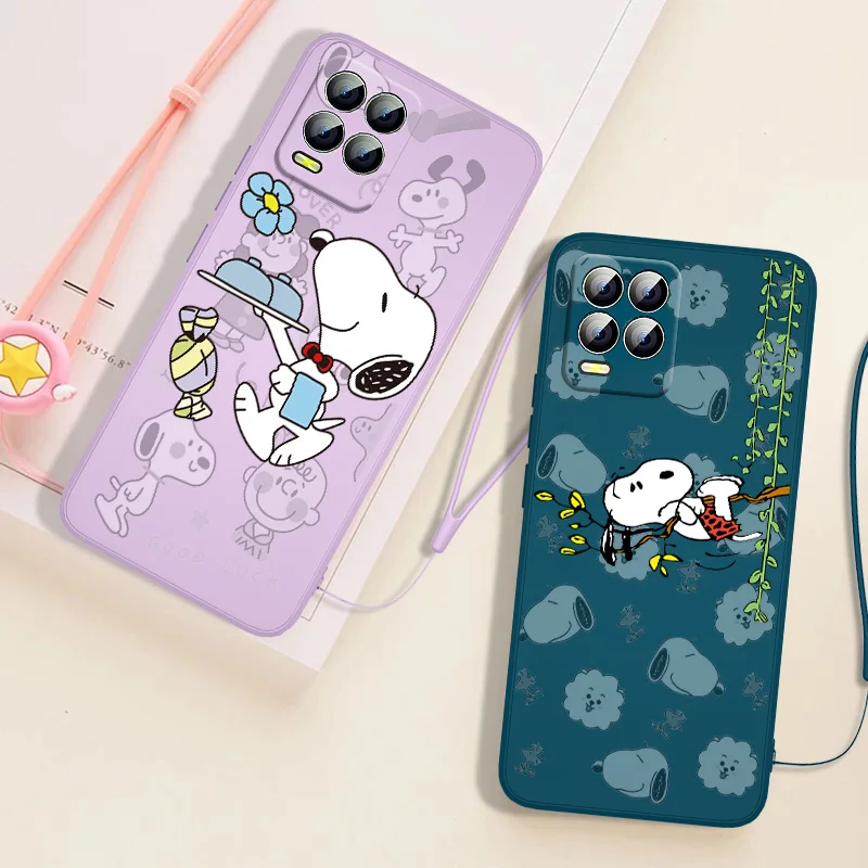 

Super nice Snoopy For OPPO Realme 9i 9 8i 8 7i 7 6i 6s 6 5i 5 Pro Plus Global Liquid Rope Cover Funda Phone Case Capa