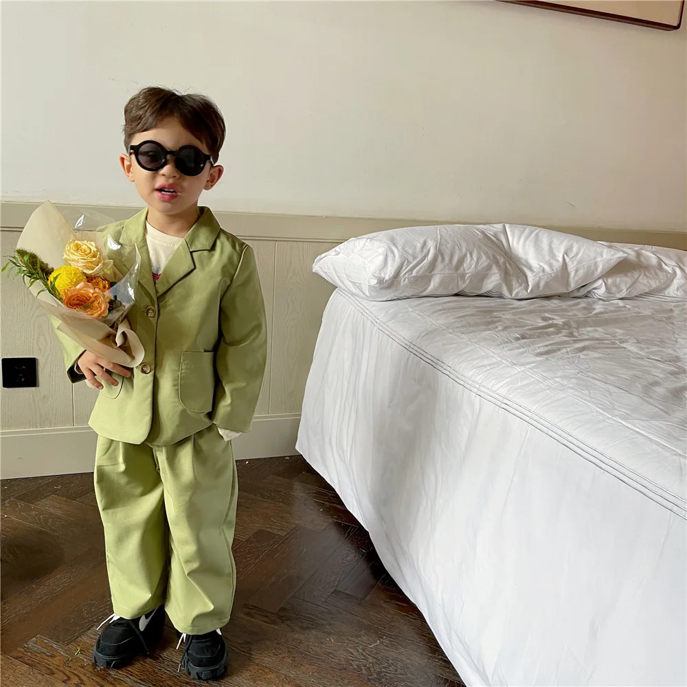 Freely Move Kid Boys Autumn Suit Girls Boys Baby Suit Clothes 2022 New Children's Clothing Casual Solid Tops + Pants 2 Piece Set