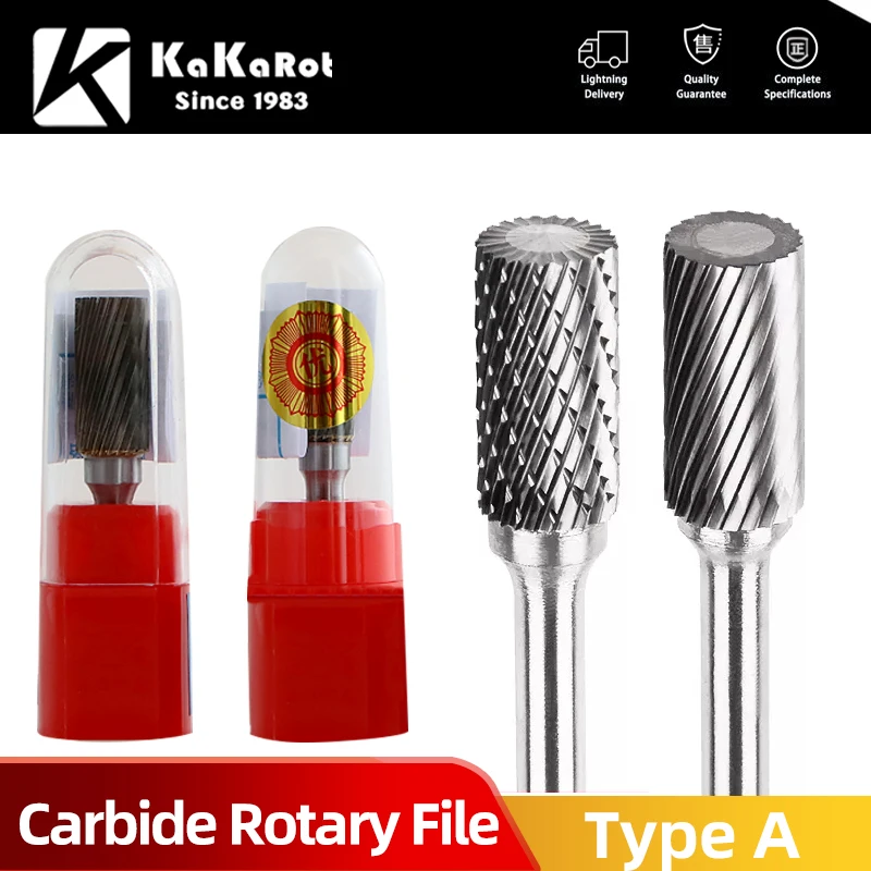 

KaKarot 3mm 6mm Shank Type A Tungsten Carbide Rotary Files Burr Drill Bits CNC Engraving Rotary Tool Cutter Lime A0616M06