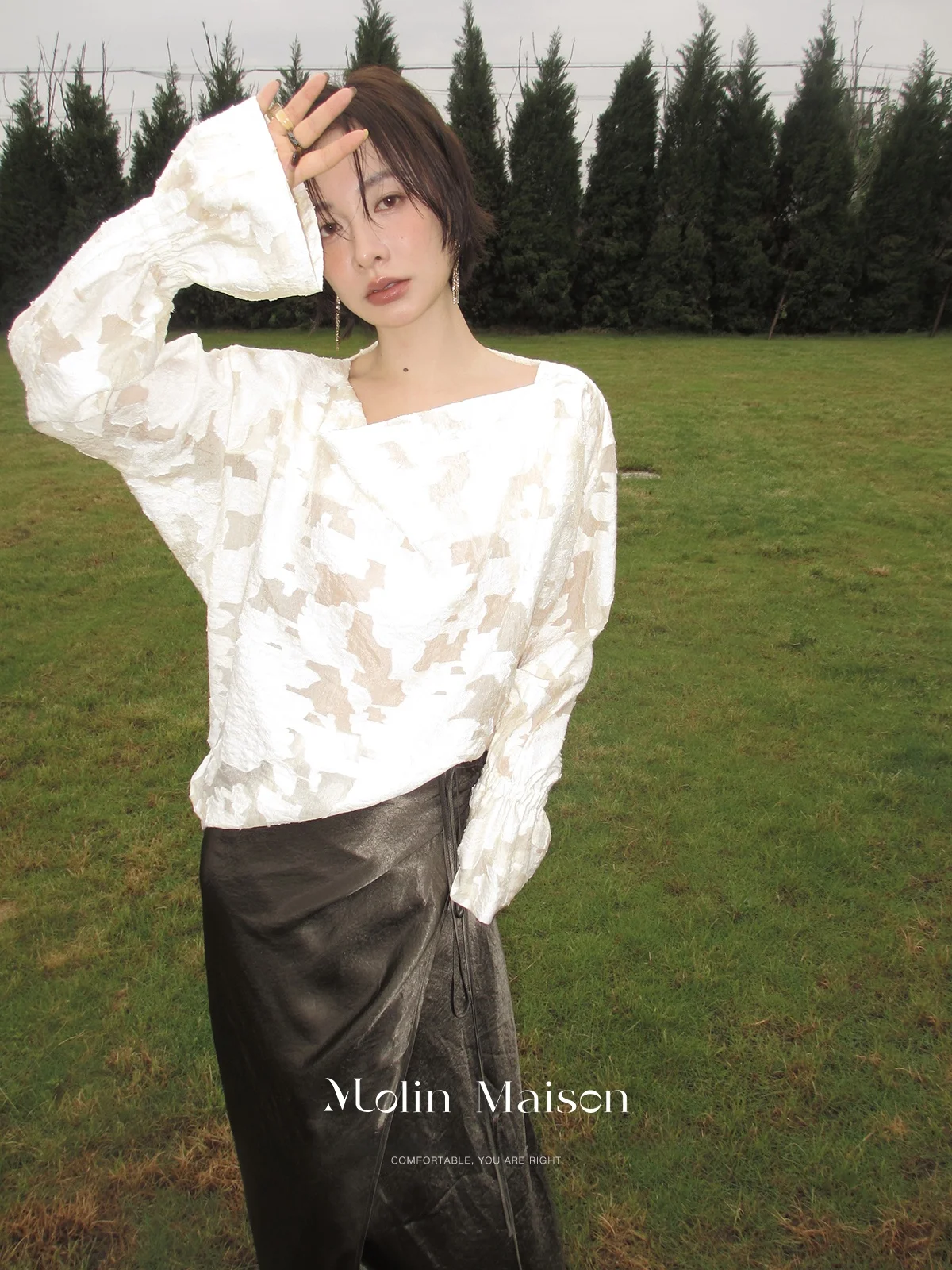 Molin новая китайская свободная женская рубашка с текстурированным силуэтом и