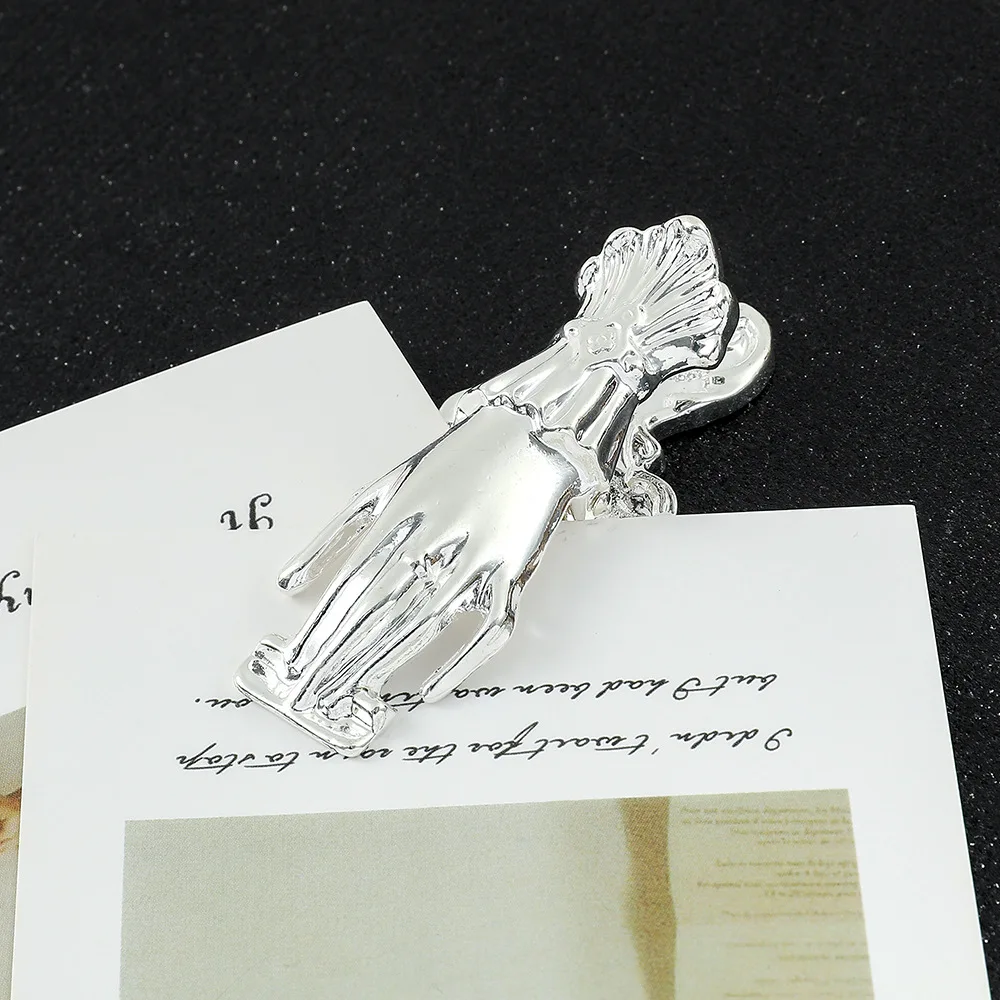 Новинка серебряная Винтажная закладка латунная Дамская ручка в форме руки для
