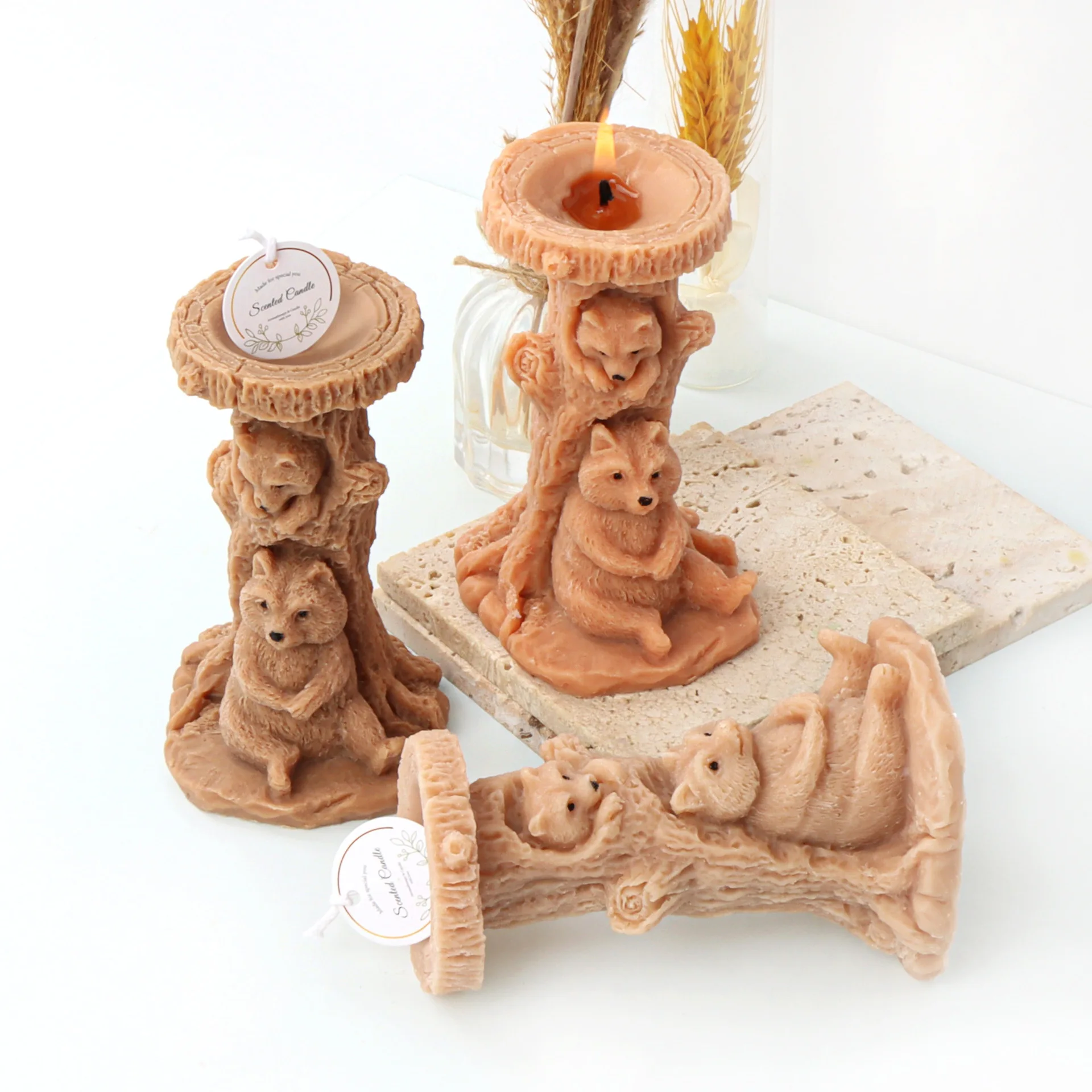 Силиконовая форма в виде медведя для свечей мамы и ребенка