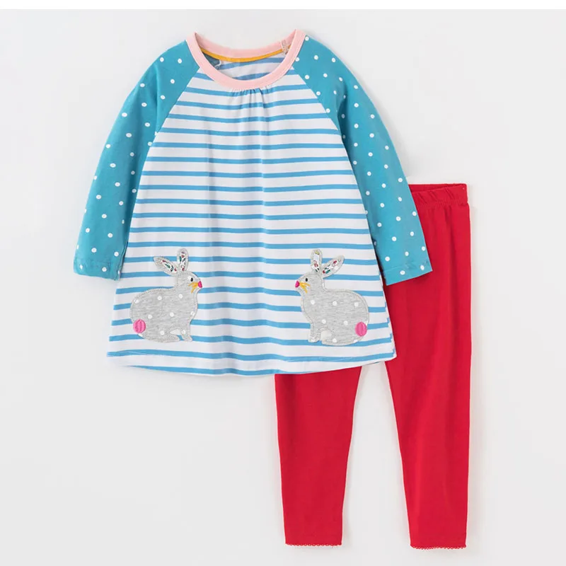 

Платье из чесаного хлопка, леггинсы, штаны, детские костюмы, для маленьких девочек, детские наряды с длинным рукавом с героями мультфильмов, комплект одежды для маленьких девочек, 100%