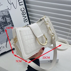 hot sell crocodile pattern handbag for women 2022 candy color chain ladies small shoulder bags fashion design leather armpit bag free global shipping
