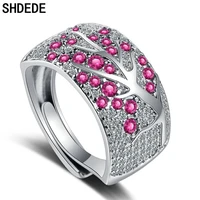 shdede cz crystal finger rings for women wedding bands female anniversary jewelry flower accessories party gift x397