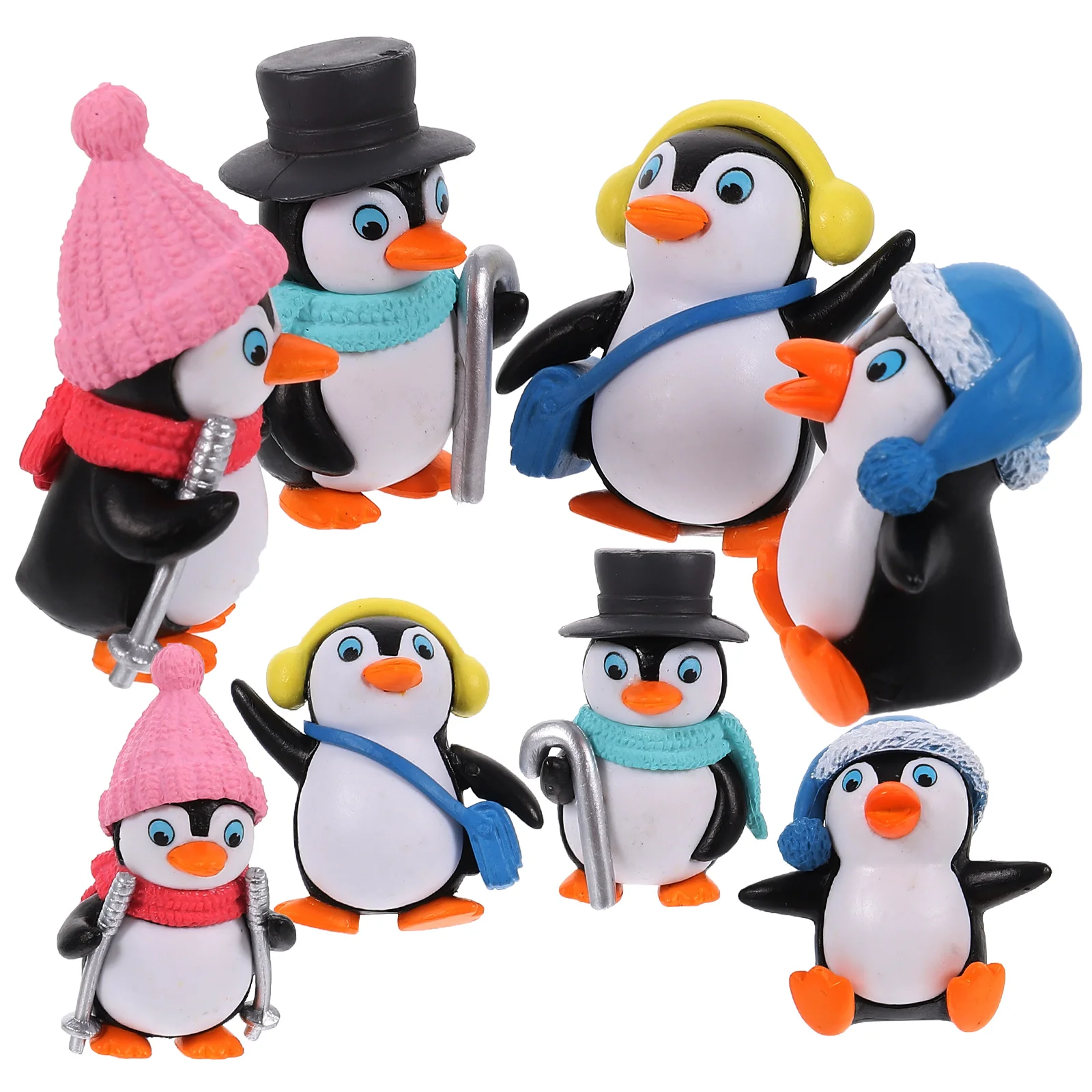 

8pcs Cartoon Ski Penguin Pendant DIY Keychain Pendant Micro Landscape Penguin Ornament Random Style