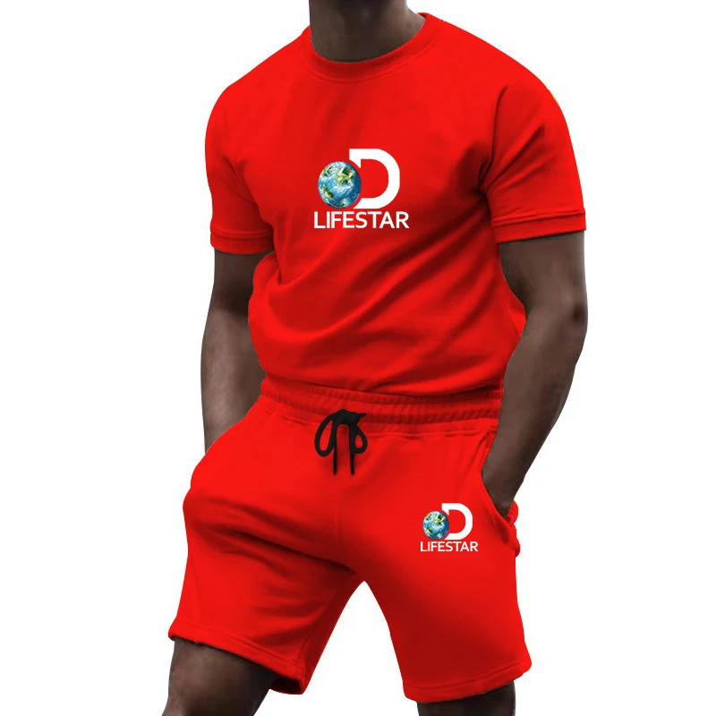 Men Sets Streetwear Short Quick-Drying Fitness T-Shirt + Pant 2 Pieces Set Outdoor Male Tracksuits Summer Casual Men's Clothing