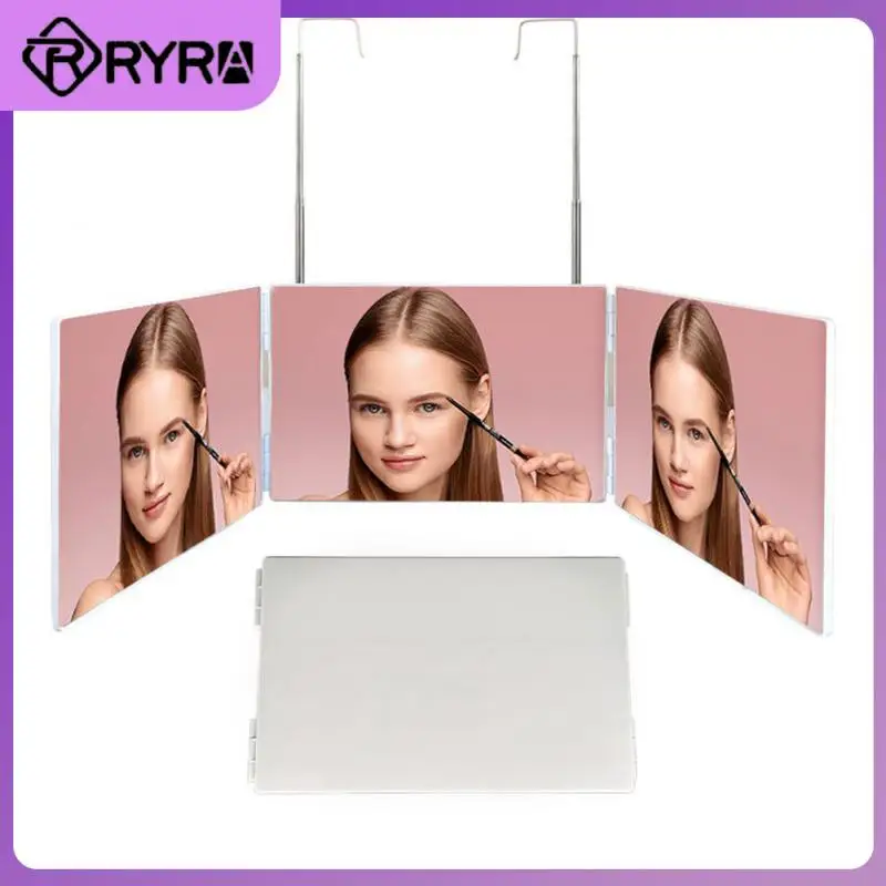 

Foldable Trifold Mirror Portable Self Hairdressing Mirror 360-degree Viewing Angle Adjustable 3 Way Mirror Diy Haircut Tool 1pcs