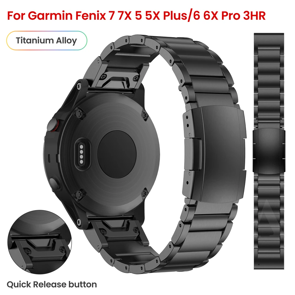 22MM 26MM Titanium Alloy Easy Fit Strap Bracelet For Garmin Fenix5/5X/5XPlus/6/6X Metal Wristband For Instinct1/2/955 Watch Band