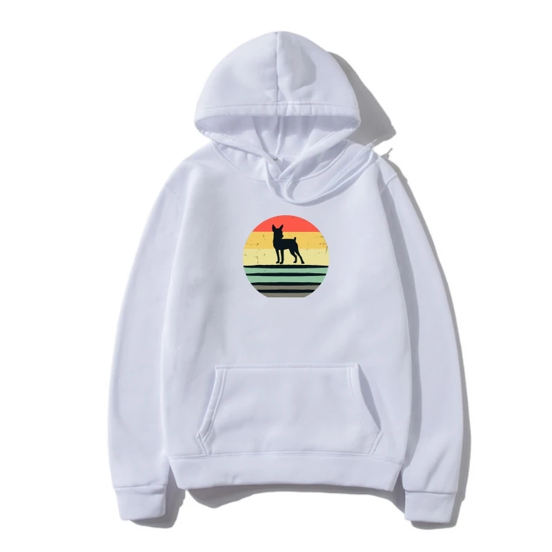 

Sweatshir Ретро винтажный 70S силуэт миниатюрный Pinscher собака Верхняя одежда 8855