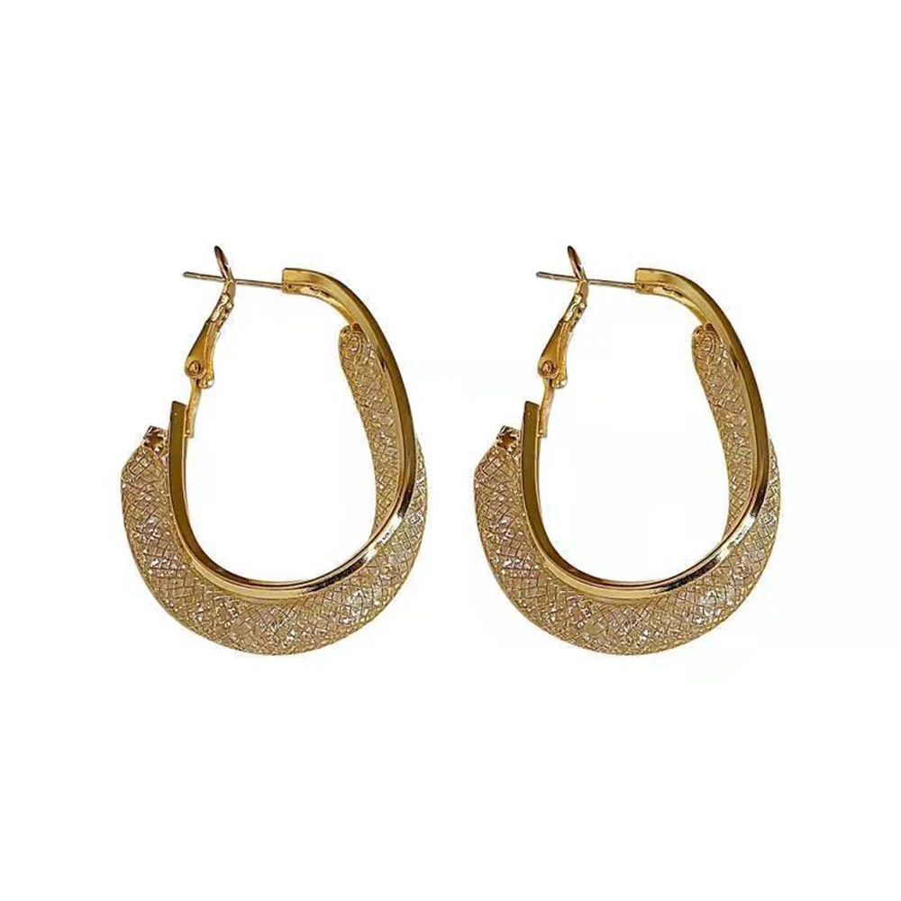 

Korea's New Mesh Earrings Pins Gold 925 Sliver Temperament Personality Exaggerated Design Ring Ear Accessories 2 Piece Set