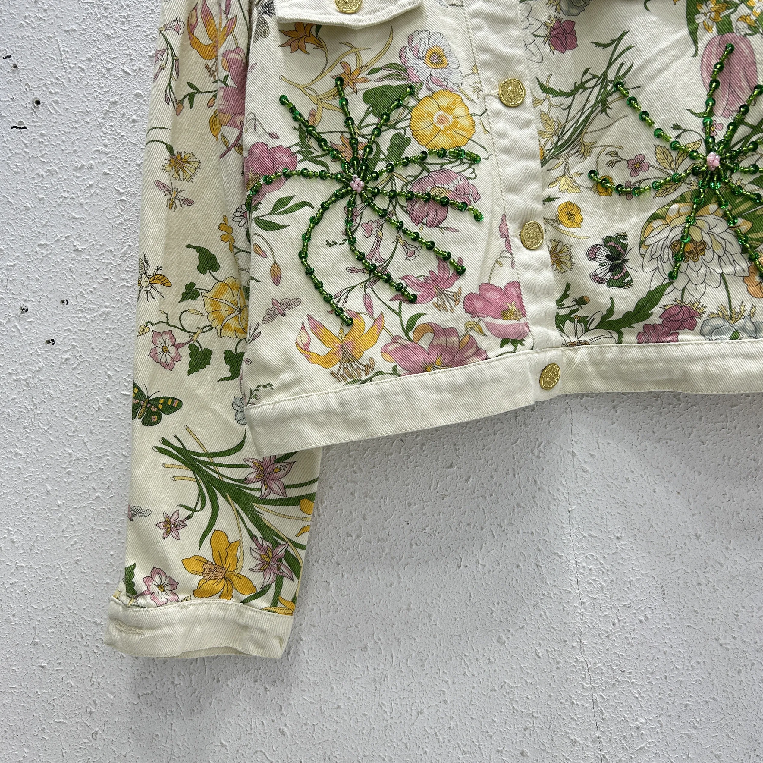 Весенняя новая женская тяжелая рабочая куртка с цветочным принтом абрикосового