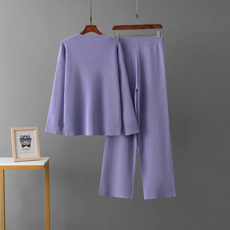 Вязаный свитер комплект из 2 предметов женский осенний теплый пуловер с