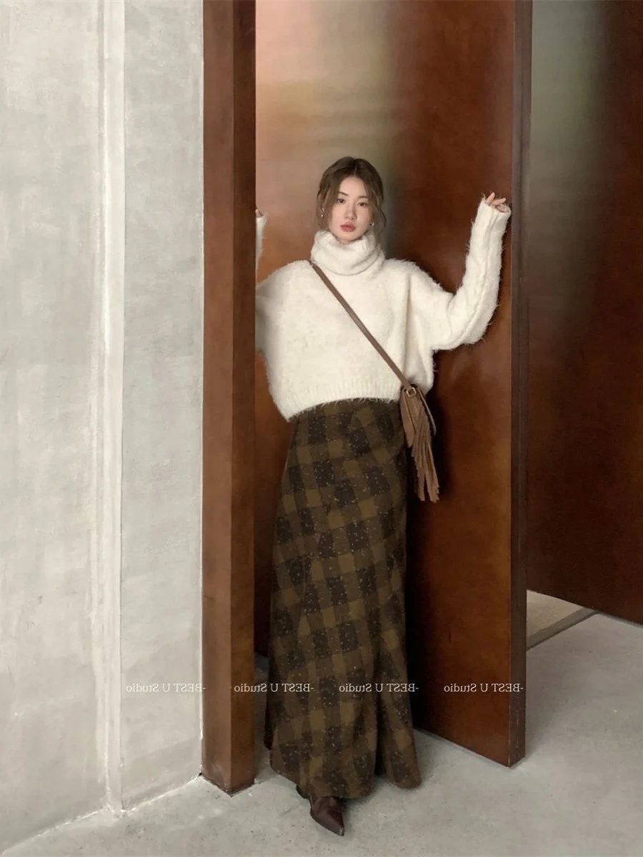 Красная Женская клетчатая юбка А-силуэта в винтажном стиле Y2k асимметричная